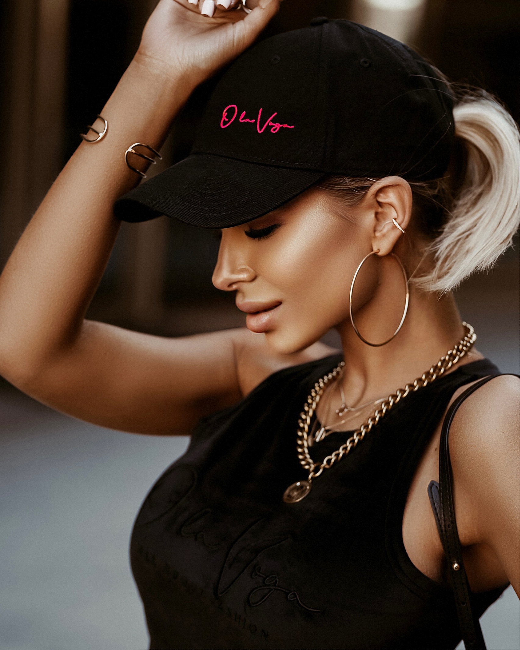 Czapka z daszkiem O'la Voga Basic Cup czarna vs neon róż