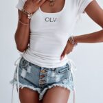 Top dopasowany Ola Voga Lovely Top ecru