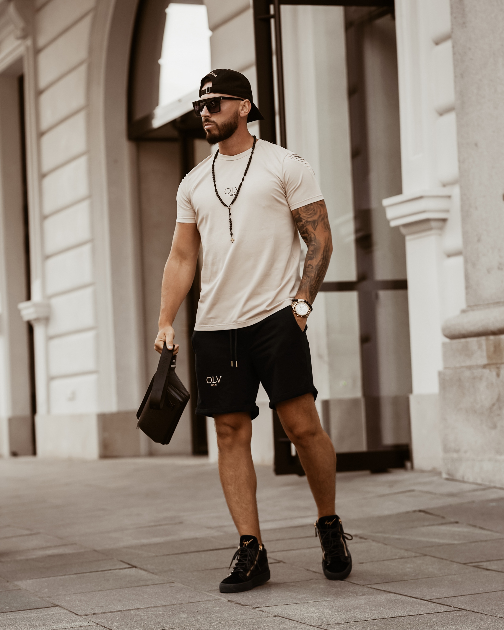 T-shirt męski bawełniany O'la Voga Arms beżowy