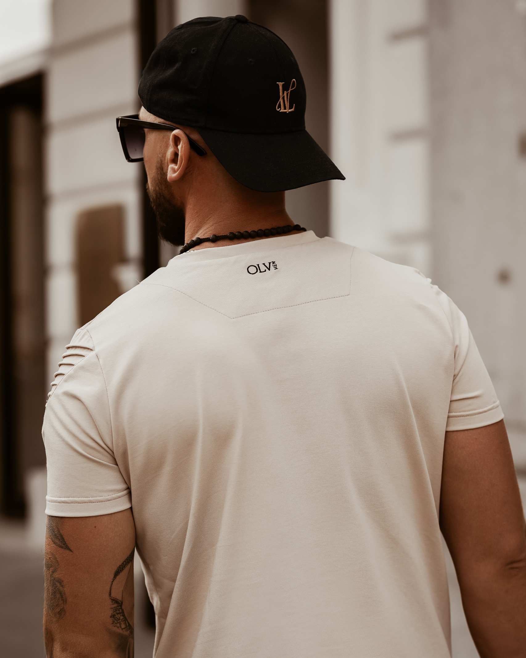 T-shirt męski bawełniany O'la Voga Arms beżowy