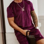 Komplet welurowy męski Deep Colors Ola Voga bordowy