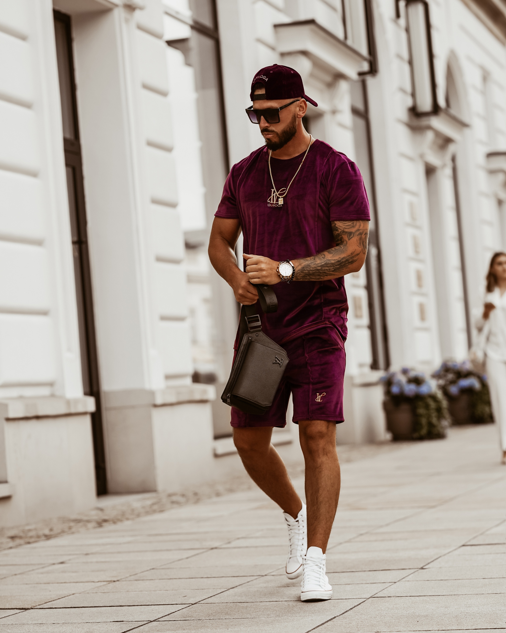 Komplet welurowy męski Deep Colors Ola Voga bordowy