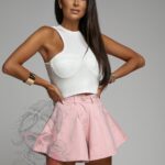 Spodenki z wyższym stanem Skirt Pants pudrowy róż