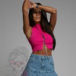 Top prążkowany z cyrkoniami Dream fuksja