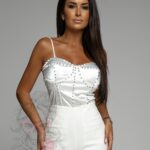 Gorset satynowy z cyrkoniami Romeo biały