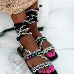 Sandały wiązane Madam DelMar czarne