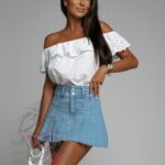 Bluzka hiszpanka z falbanką Diamos biała