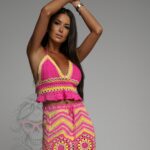 Komplet ażurowy top + mini Spiral różowy