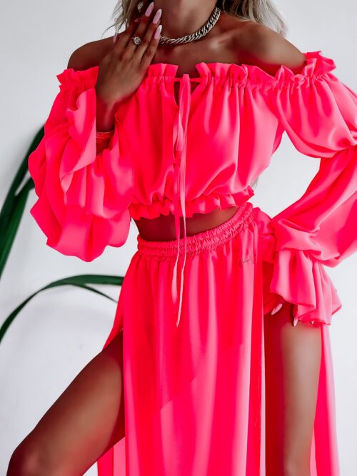 Komplet zwiewny Ola Voga Calypso neonowy różowy