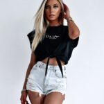 T-shirt wiązany O'la Voga Simple Style czarny