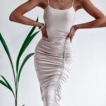 Sukienka marszczona Fancy Summer Ola Voga beżowa