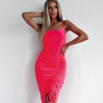 Sukienka marszczona Fancy Summer Ola Voga neonowa różowa