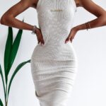 Sukienka prążkowana Alice Ola Voga beżowa