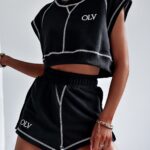 Komplet z przeszyciami Sporty Outline Ola Voga czarny