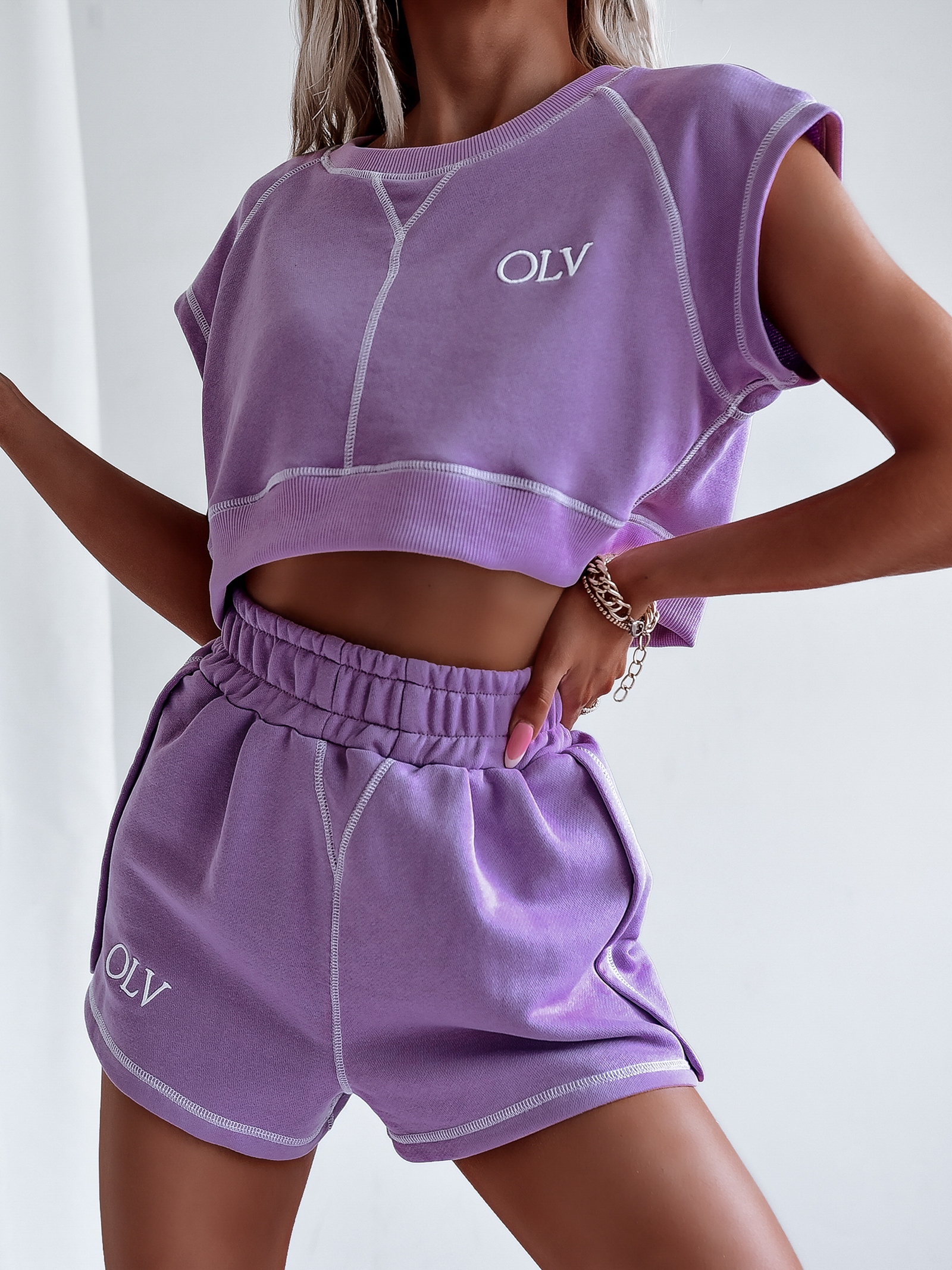 Komplet z przeszyciami Sporty Outline Ola Voga lila Komplet z przeszyciami Sporty Outline Ola Voga lila