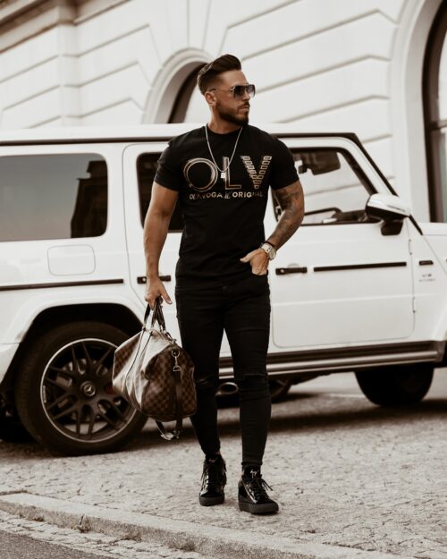 T-shirt męski Gold & Black O'la Voga czarny