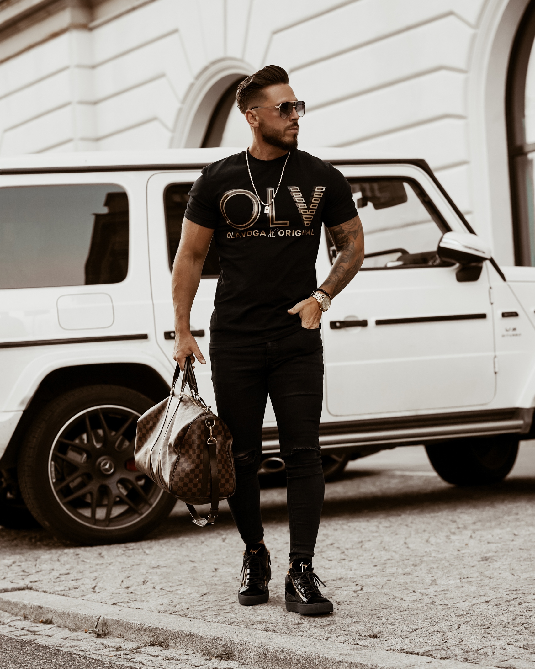 T-shirt męski Gold & Black O'la Voga czarny