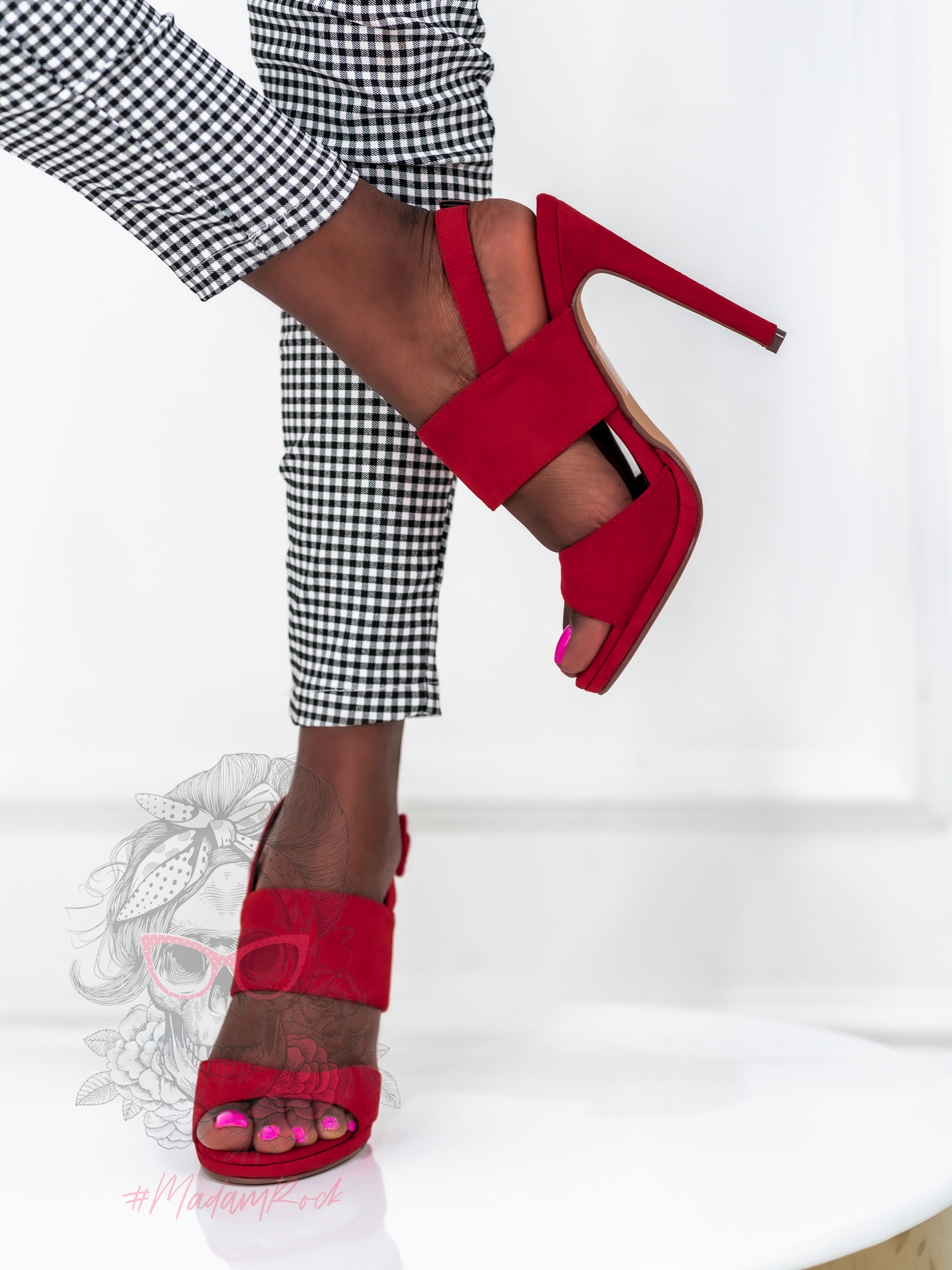 Sandały szpilki Madam Venezi czerwone