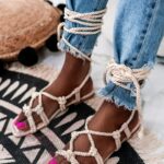 Sandały wiązane Madam Cosiness beżowe