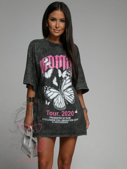 T-shirt dekatyzowany Collab szary