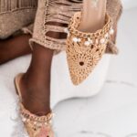 Klapki boho Madam Olender beżowe