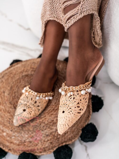 Klapki boho Madam Olender beżowe