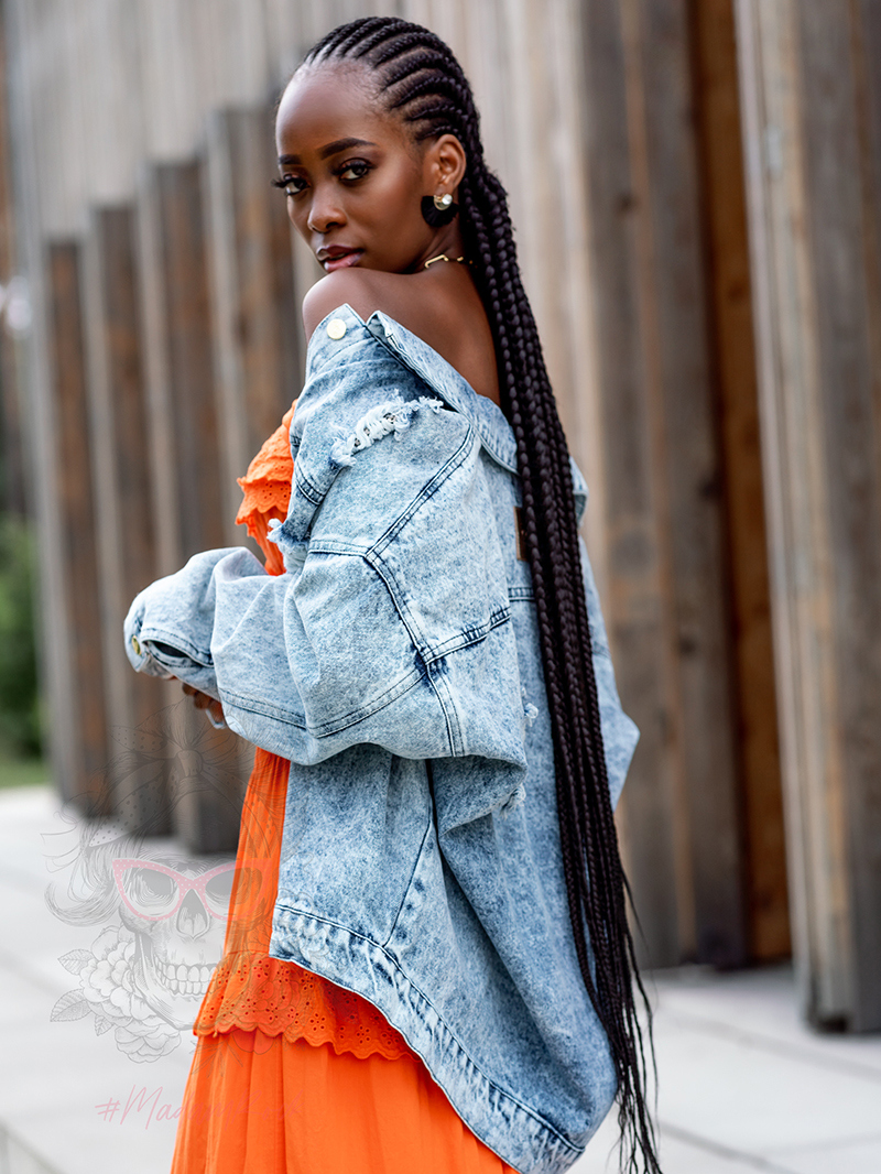 Kurtka oversize Sequin Spring niebieska