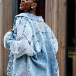 Kurtka oversize Sequin Spring niebieska