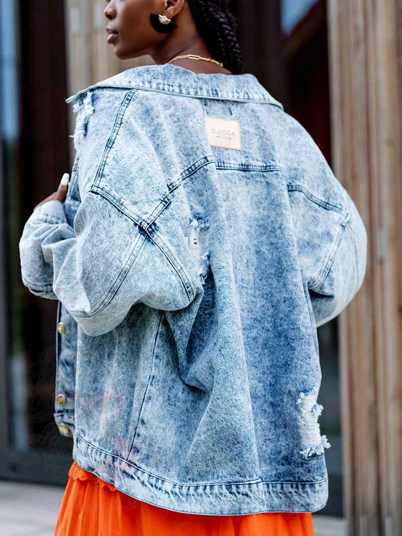 Kurtka oversize Sequin Spring niebieska