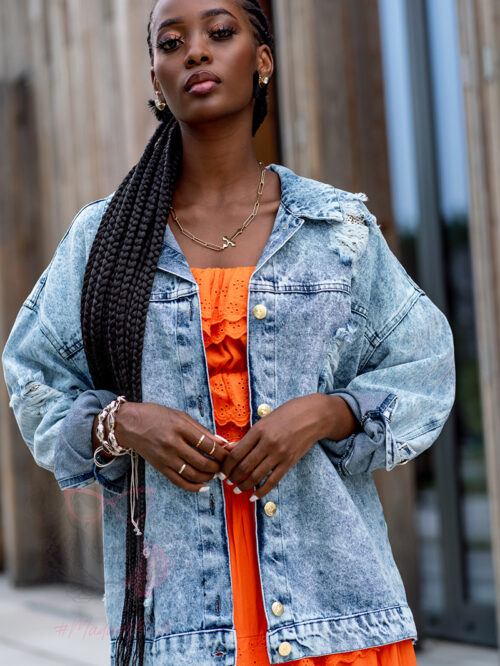 Kurtka oversize Sequin Spring niebieska