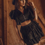 Komplet z falbankami Paloma czarny