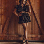 Komplet z falbankami Paloma czarny