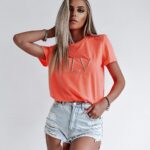 T-shirt bawełniany OLV Logo O'la Voga łososiowy