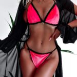 Bikini dwuczęściowe O'la Voga Black Lace neonowe różowe