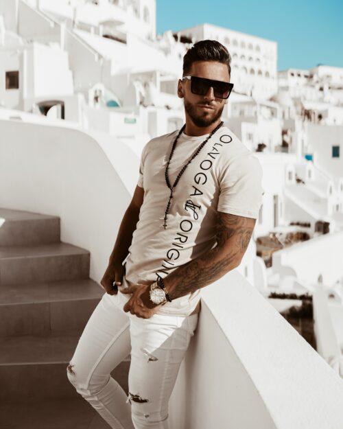 T-shirt męski Ola Voga LV Original beżowy