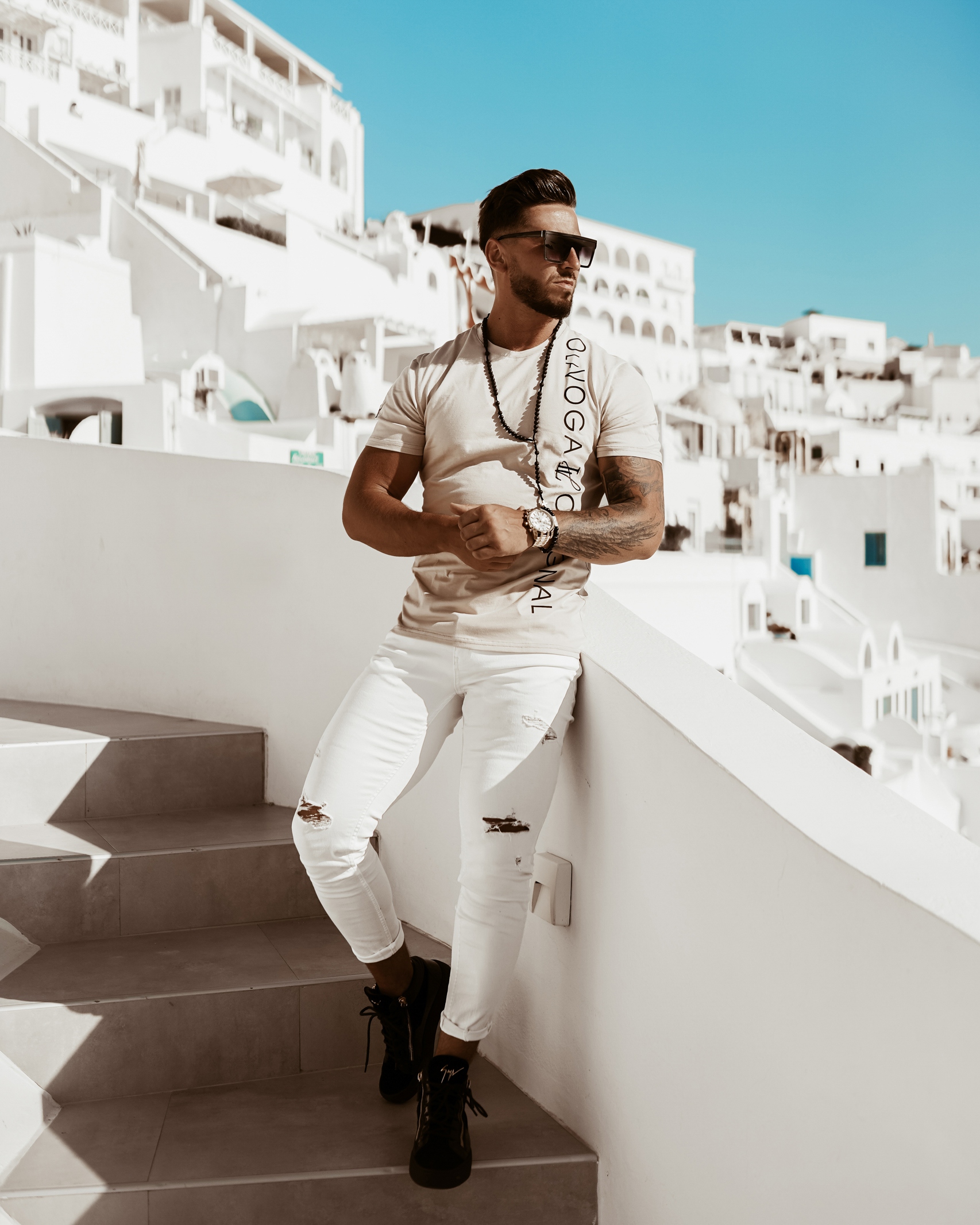 T-shirt męski Ola Voga LV Original beżowy T-shirt męski Ola Voga LV Original beżowy