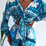 Komplet zwiewny Colorful Satin Ola Voga niebieski