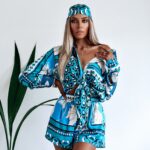 Komplet zwiewny Colorful Satin Ola Voga niebieski