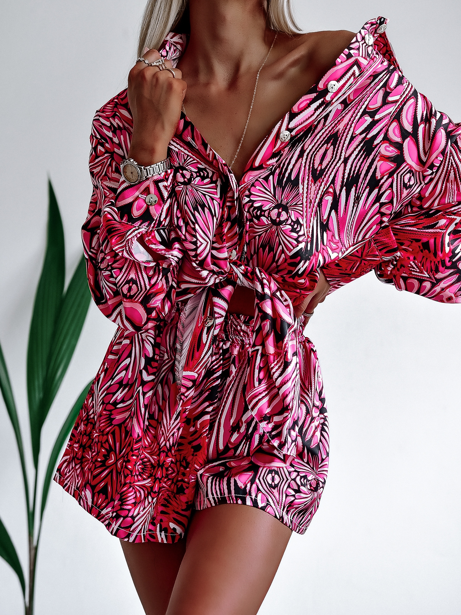 Komplet zwiewny Colorful Satin Ola Voga różowy