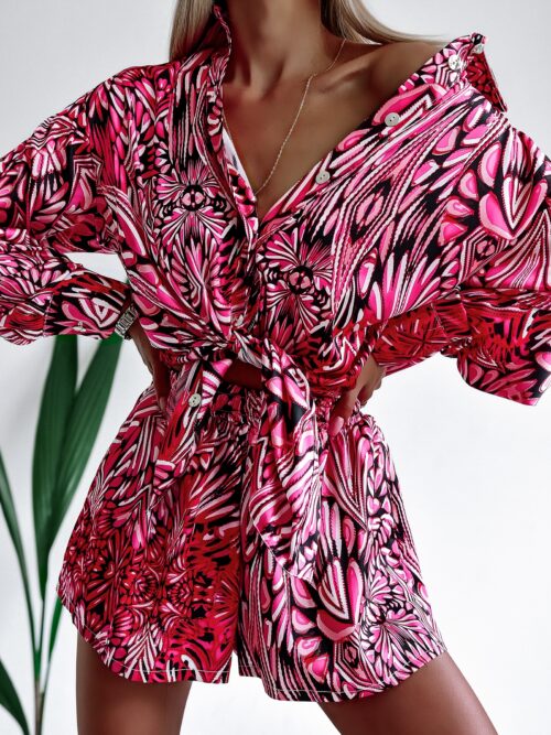 Komplet zwiewny Colorful Satin Ola Voga różowy