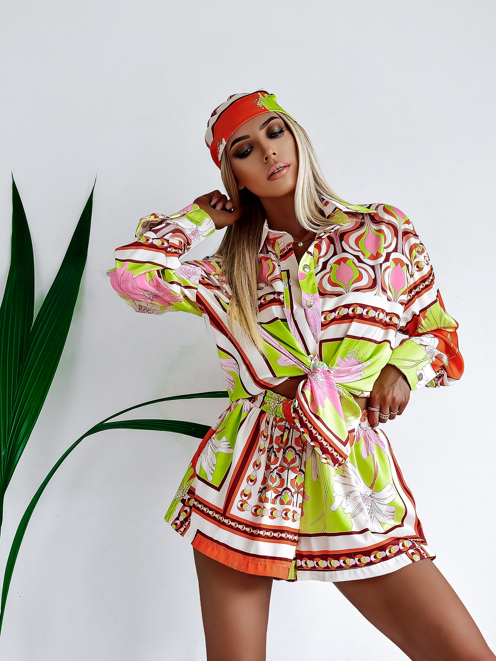 Komplet zwiewny Colorful Satin Ola Voga limonkowy