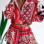 Komplet zwiewny Colorful Satin Ola Voga czerwony