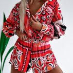 Komplet zwiewny Colorful Satin Ola Voga czerwony