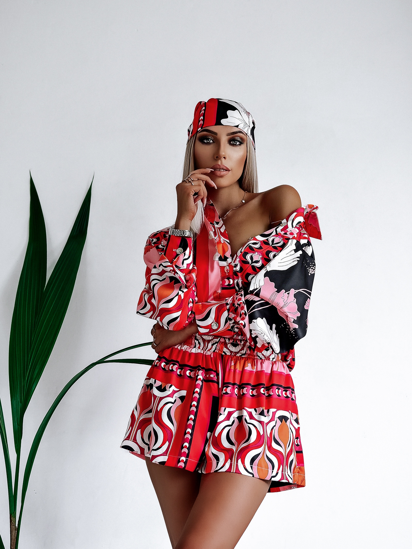 Komplet zwiewny Colorful Satin Ola Voga czerwony