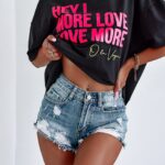 T-shirt oversize Love More O'La Voga czarny vs neonowy róż