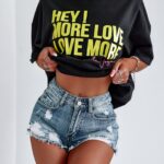 T-shirt oversize Love More O'La Voga czarny vs limonka