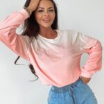 Bluza welurowa Gradient Ola Voga pudrowo-beżowa