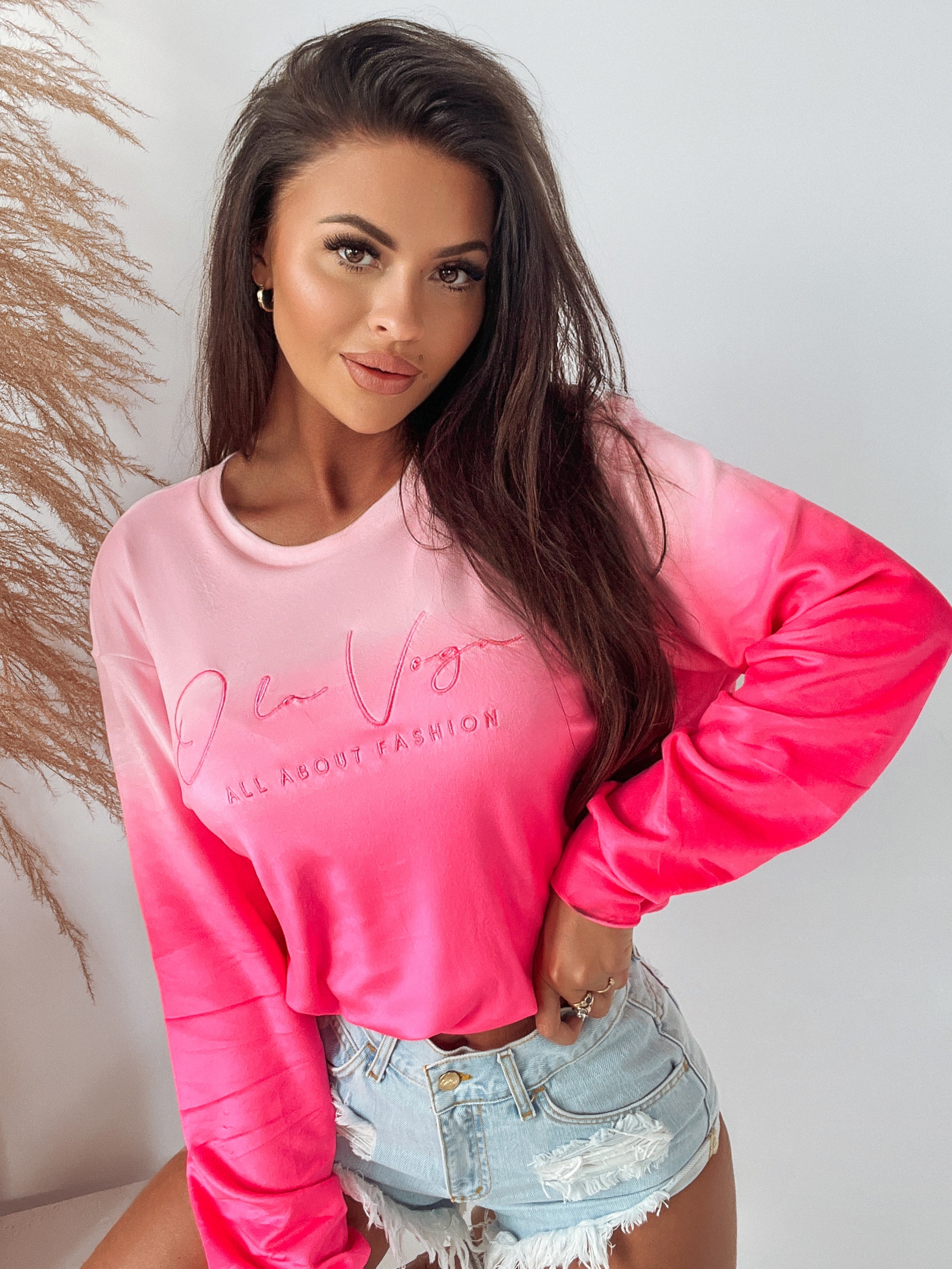 Bluza welurowa Gradient Ola Voga róż