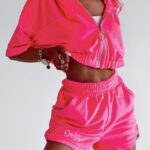 Komplet welurowy Cristi Ola Voga neonowy różowy