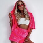 Komplet welurowy Cristi Ola Voga neonowy różowy